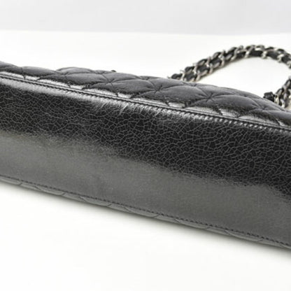 Chanel Tote Bag Chain Patent Leather Quilted Stitch Black