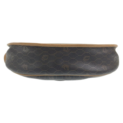 Christian Dior Vintage Honeycomb Pattern Brown Gold Hardware Leather Shoulder Bag Pochette