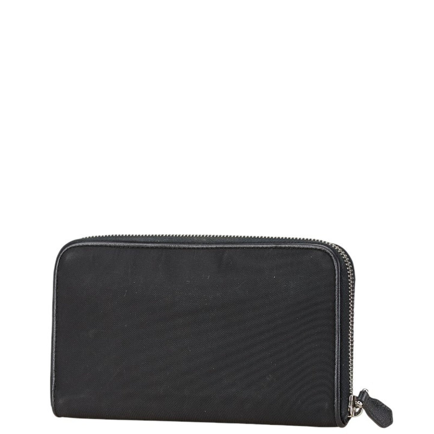 Prada Triangle Plate Long Wallet Black Nylon Leather