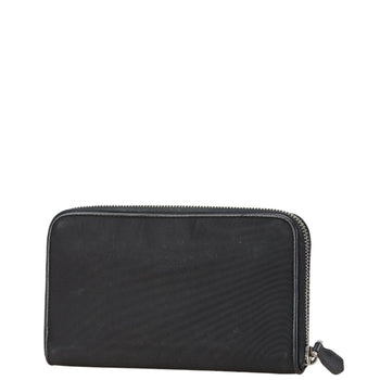 Prada Triangle Plate Long Wallet Black Nylon Leather
