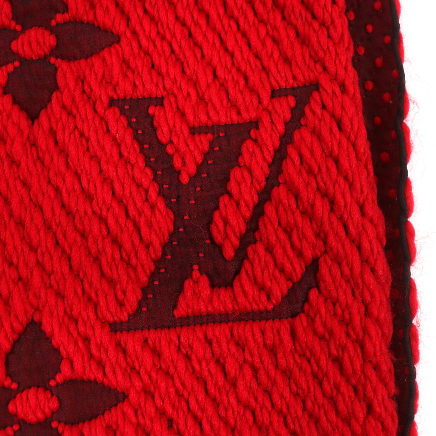 Louis Vuitton M72432 Echarpe Logomania Silk Blend Ruby Monogram Fringed Scarf