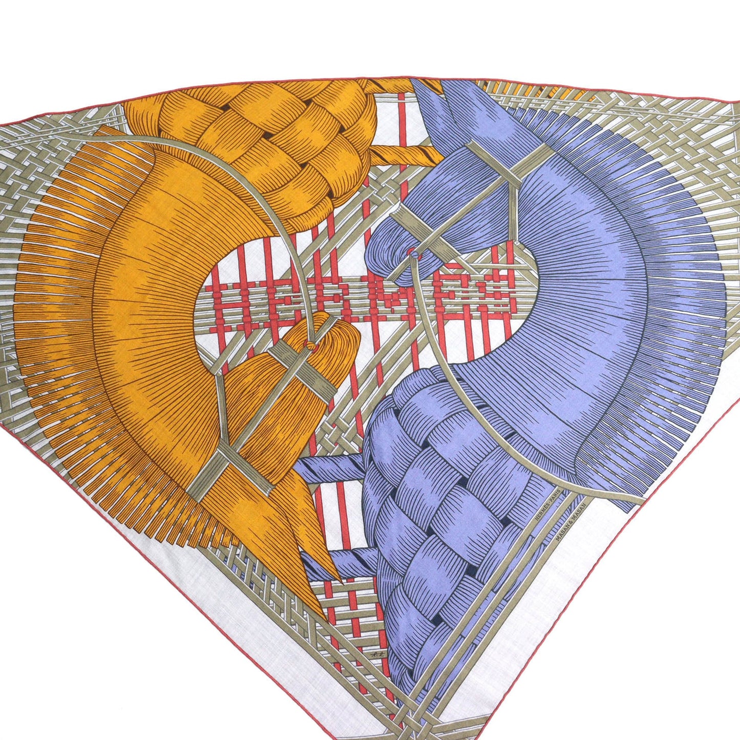 Hermes Triangle Jean Massan & Cashmere Silk Bleu Lavande Miel Gris Cine Large Shawl Stole Made In