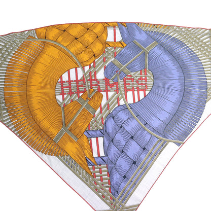 Hermes Triangle Jean Massan & Cashmere Silk Bleu Lavande Miel Gris Cine Large Shawl Stole Made In