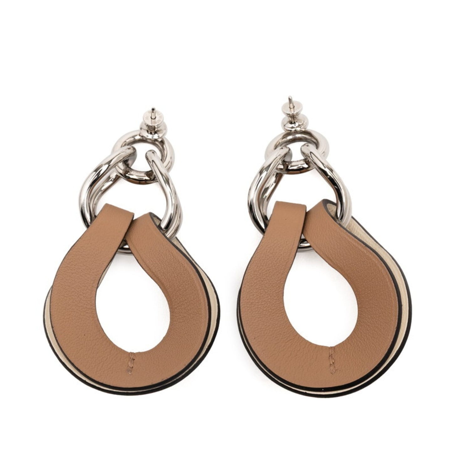 Hermes Herms Villevorte Gm Earrings In Chai Beige