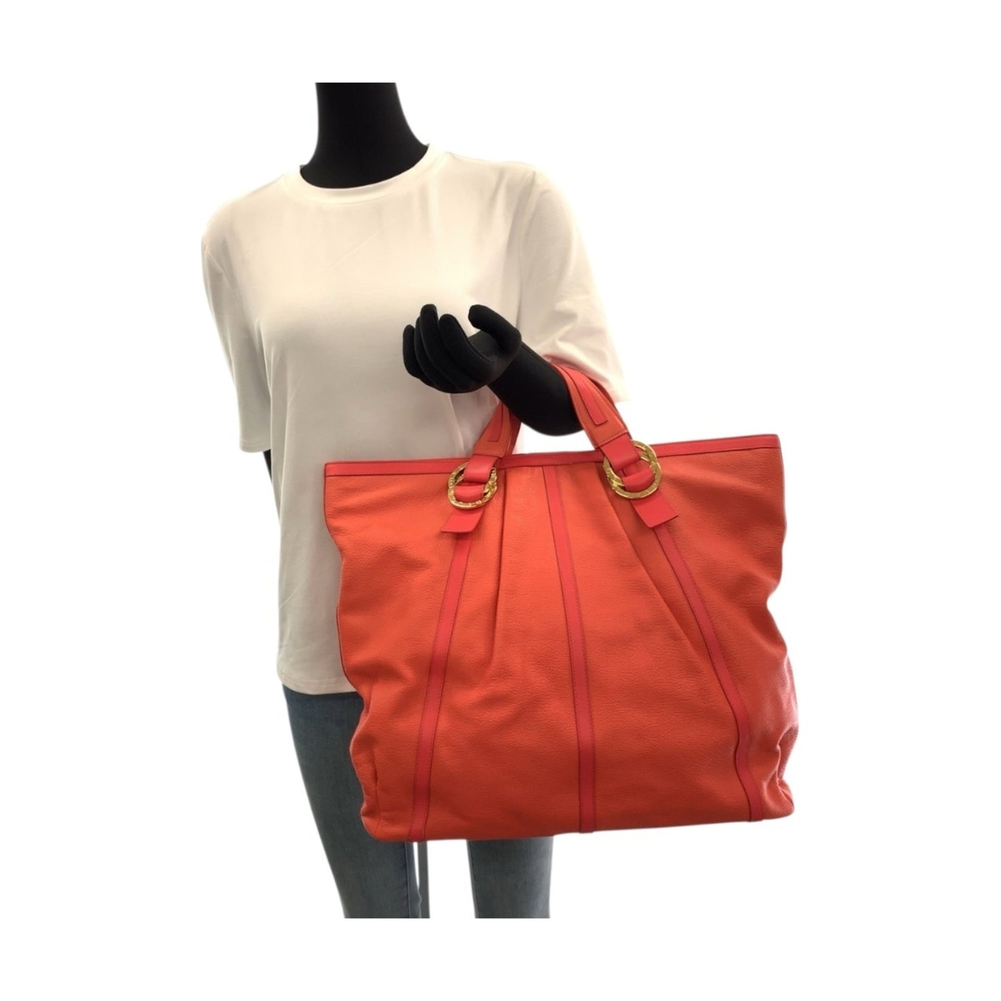 Bvlgari Chandra Pink Gold Hardware Leather Tote Bag