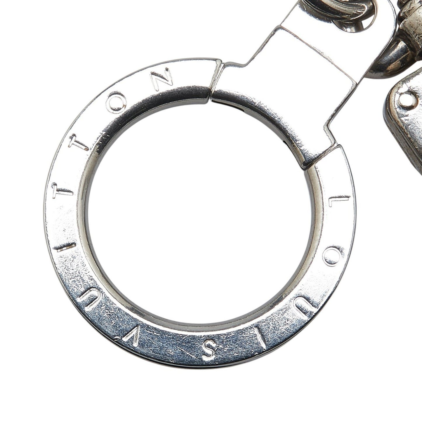 Louis Vuitton Damier Porte Cle Address Charm Keyring M65770 Silver Black Metal