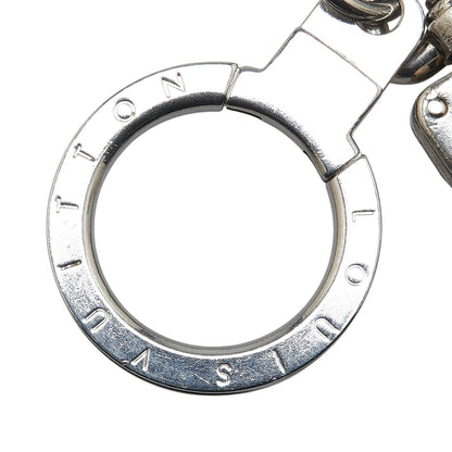 Louis Vuitton Damier Porte Cle Address Charm Keyring M65770 Silver Black Metal