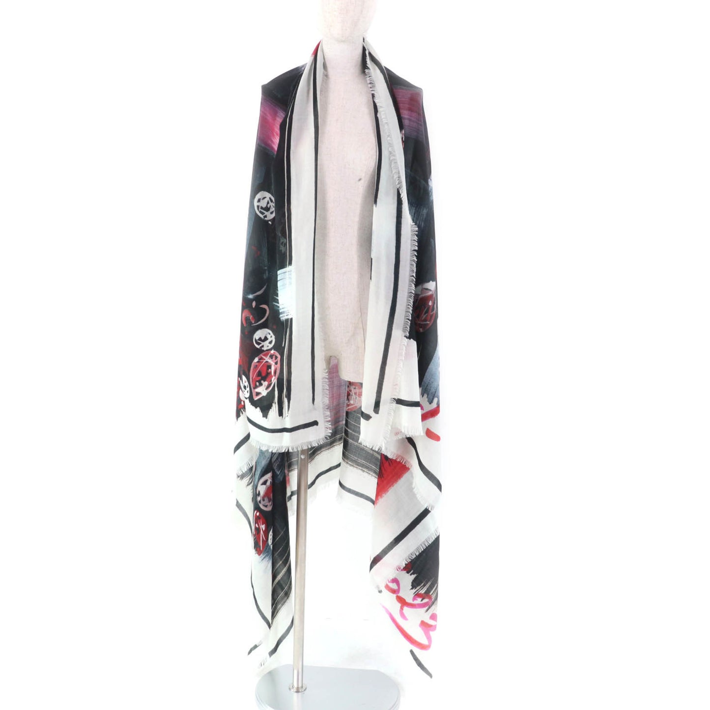 Chanel 100% Cashmere Tweed 2023 Fringed All-Over Print Large Stole/Shawl