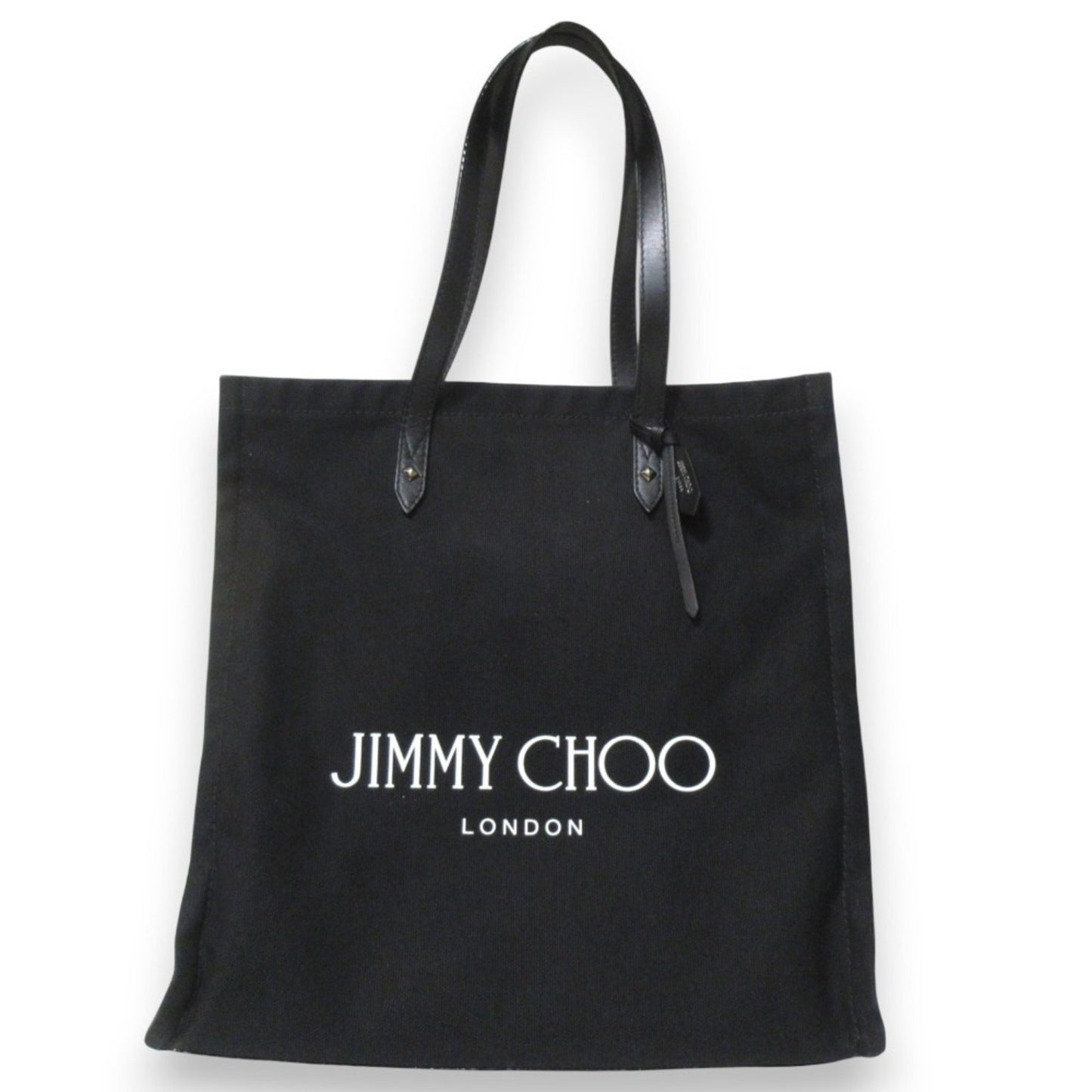 Jimmy Choo Logo Canvas Tote Bag In Black