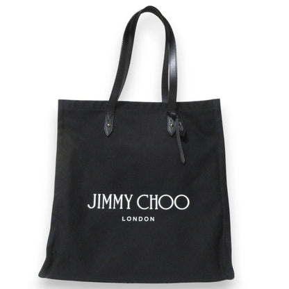 Jimmy Choo Logo Canvas Tote Bag In Black