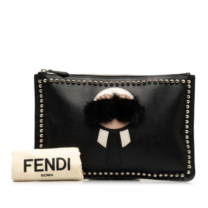 Fendi Karl Lagerfeld Clutch Bag 7N0078 52P Black Leather