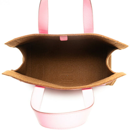 Hermes Petit H Tote Pm Bag Handbag Pink Brown Felt Epsom Leather