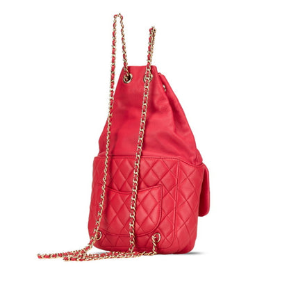 Chanel Coco Mark Matelasse Backpack A94417 Red Lambskin