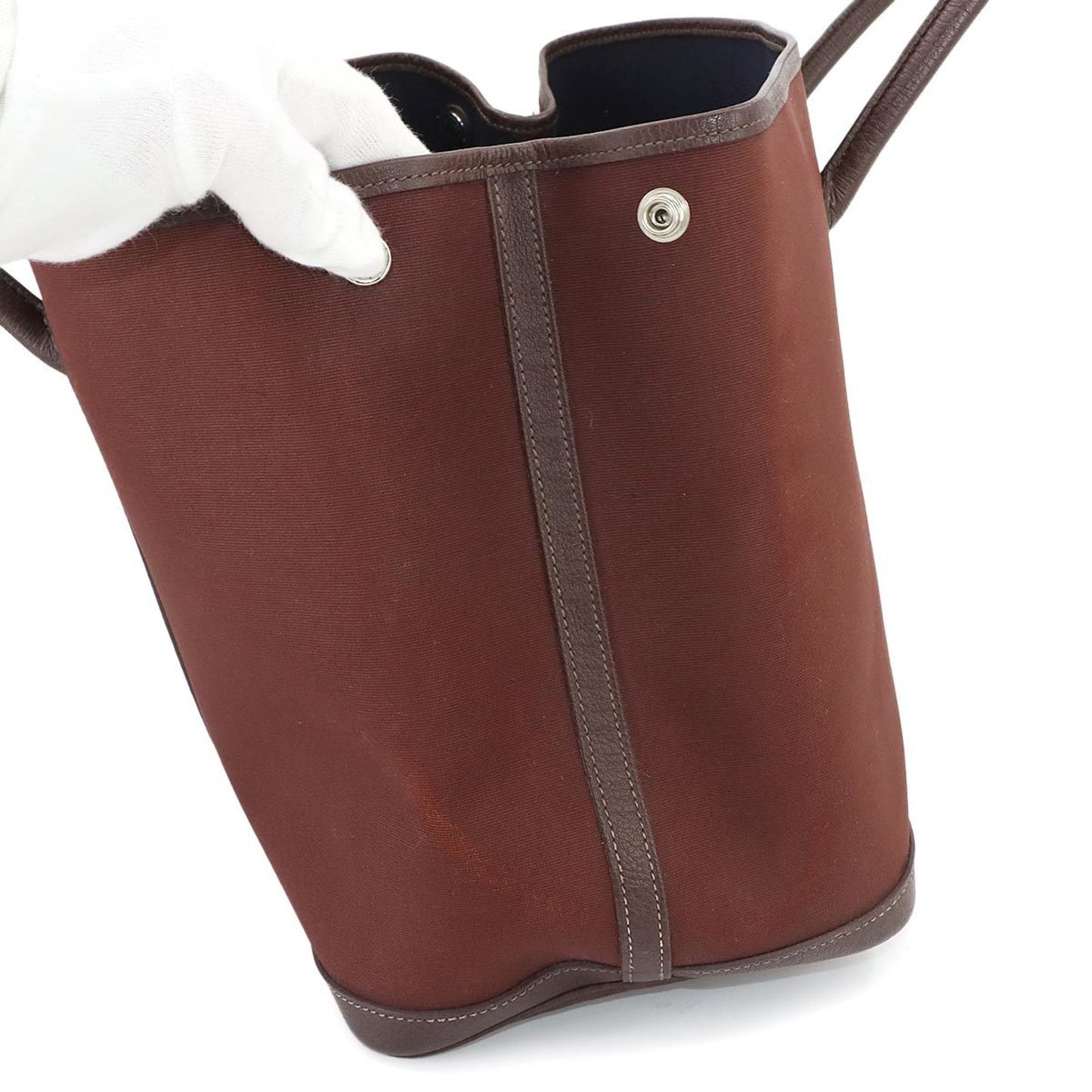 Hermes Herms Garden Pm Tote Bag In Toile Officier Leather