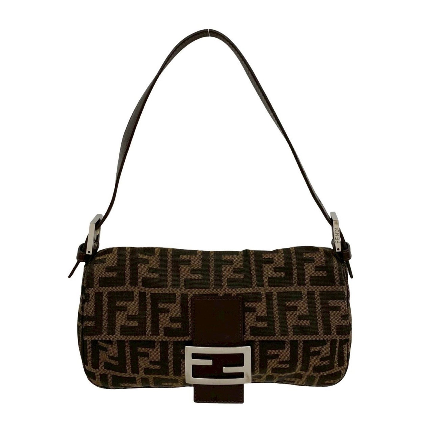 Fendi Mamma Bucket Zucca Ff Pattern Leather Canvas Semi-One Shoulder Bag Brown 20265