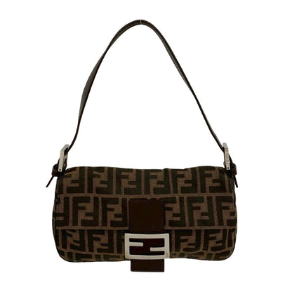 Fendi Mamma Bucket Zucca Ff Pattern Leather Canvas Semi-One Shoulder Bag Brown 20265
