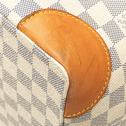 Louis Vuitton Damier Azur Hampstead Mm Shoulder Bag Tote N51206 White Leather