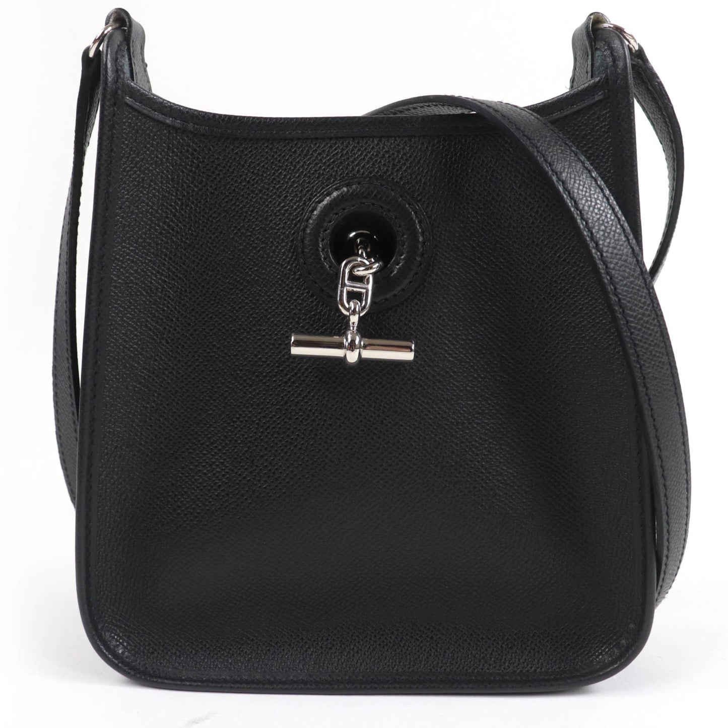 Hermes Vespa Tpm Shoulder Bag In Black With Epsom Leather And Silver Hardware