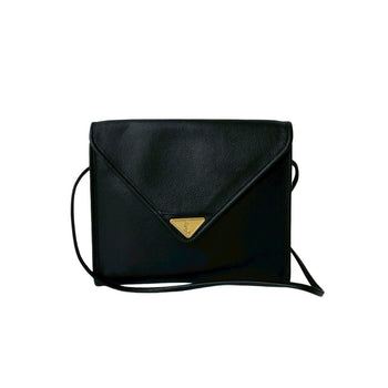 Yves Saint Laurent Ysl Logo Hardware Leather Shoulder Bag Pochette Black 37210