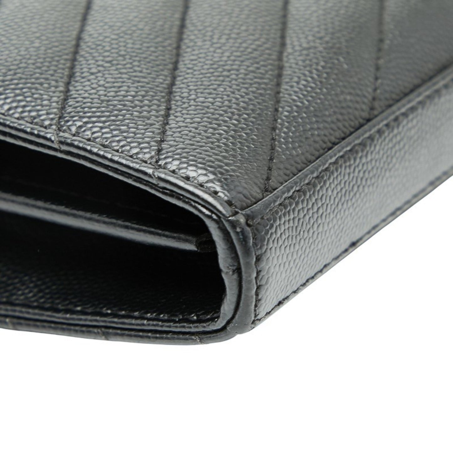 Saint Laurent Cassandra Ysl Logo Chain Wallet In Black Leather