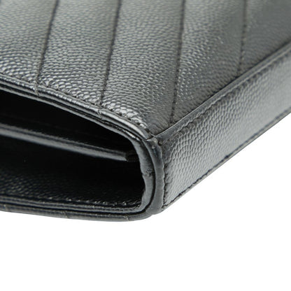 Saint Laurent Cassandra Ysl Logo Chain Wallet In Black Leather