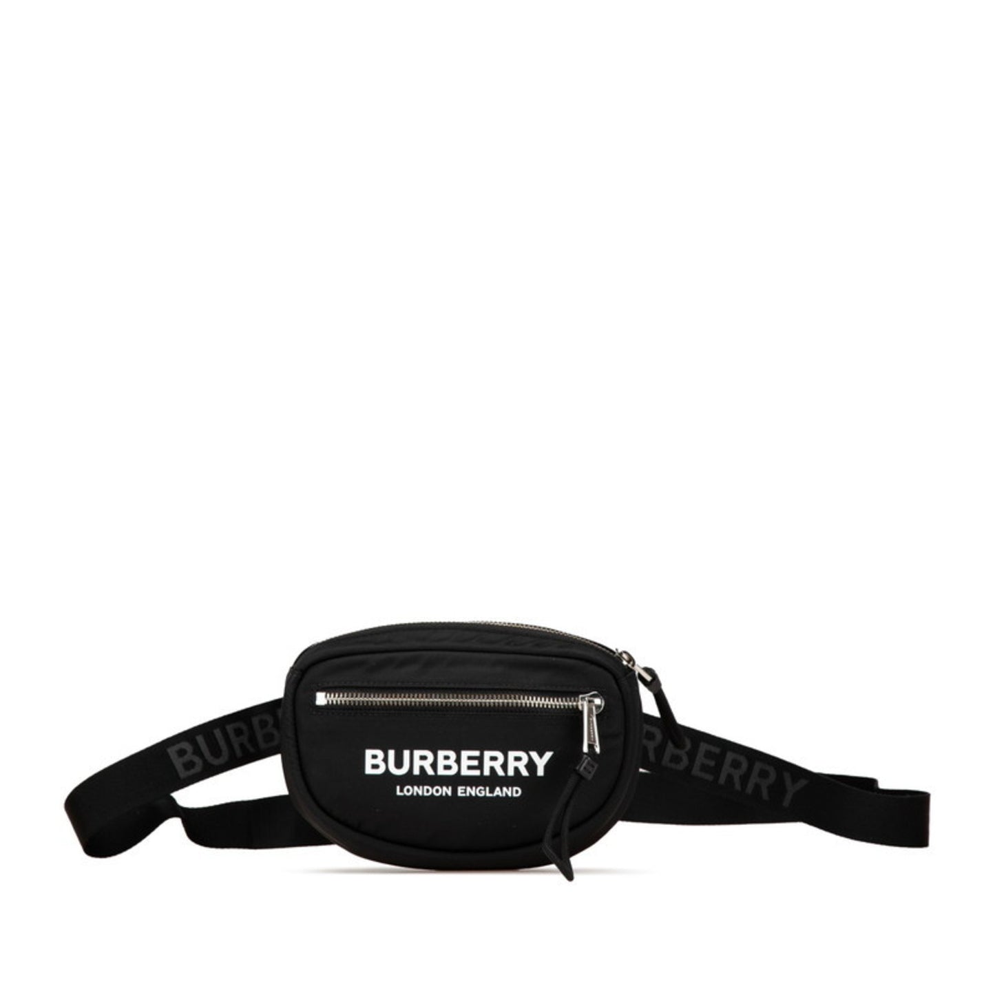Burberry Canon Logo Print Body Bag Belt Bum 8021091 Black White Nylon