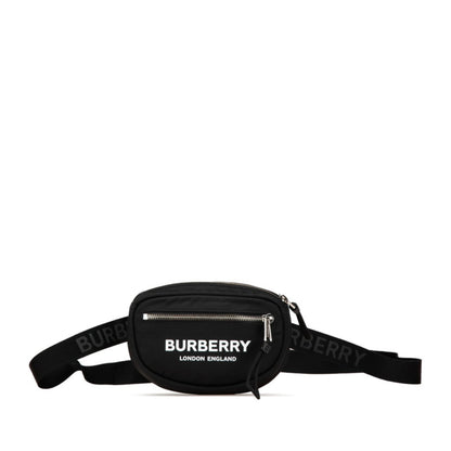 Burberry Canon Logo Print Body Bag Belt Bum 8021091 Black White Nylon