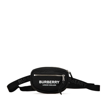 Burberry Canon Logo Print Body Bag Belt Bum 8021091 Black White Nylon