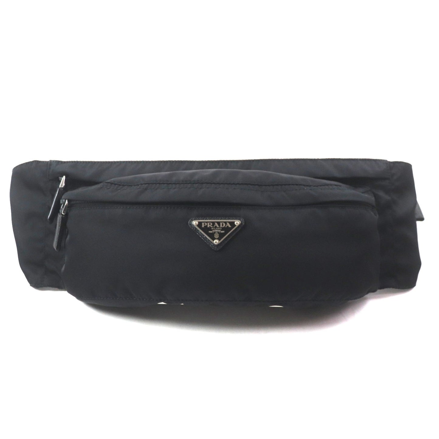 Prada Tessuto Triangle Logo Plate Nylon Saffiano Leather Belt Bag/Body Bag Black
