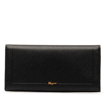 Salvatore Ferragamo Long Wallet Black Leather