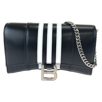 Balenciaga Balenciaga Adidas Collaboration Hourglass Wallet On Chain Black White Leather 2304Blsjj