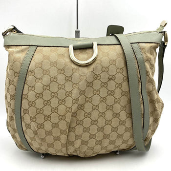 Gucci 204940 Shoulder Bag Gg Canvas Leather Abby Beige Green
