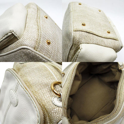 Tod'S Handbag Leather Canvas Beige