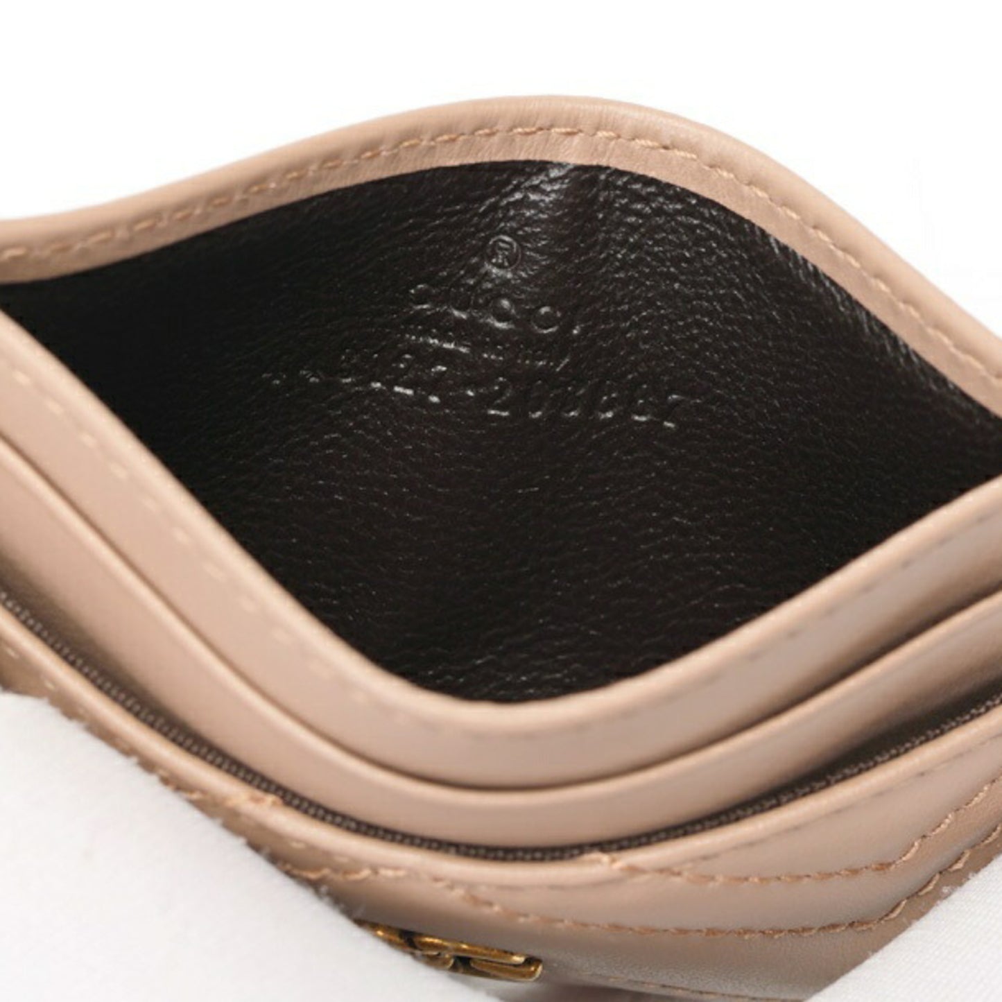 Gucci Double G Card Case Holder 443127 Leather Pink Beige S-159260