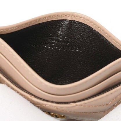 Gucci Double G Card Case Holder 443127 Leather Pink Beige S-159260