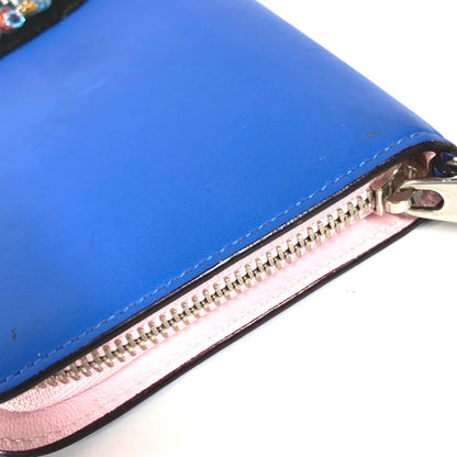 Christian Dior Long Wallet Zip Around Long Wallet Blue Black