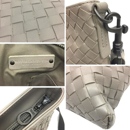 Bottega Veneta Intrecciato Shoulder Bag 276357 Greige Leather Genuine