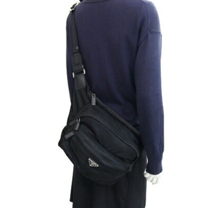 Prada Body Bag 2Vh038 Black Nylon Leather
