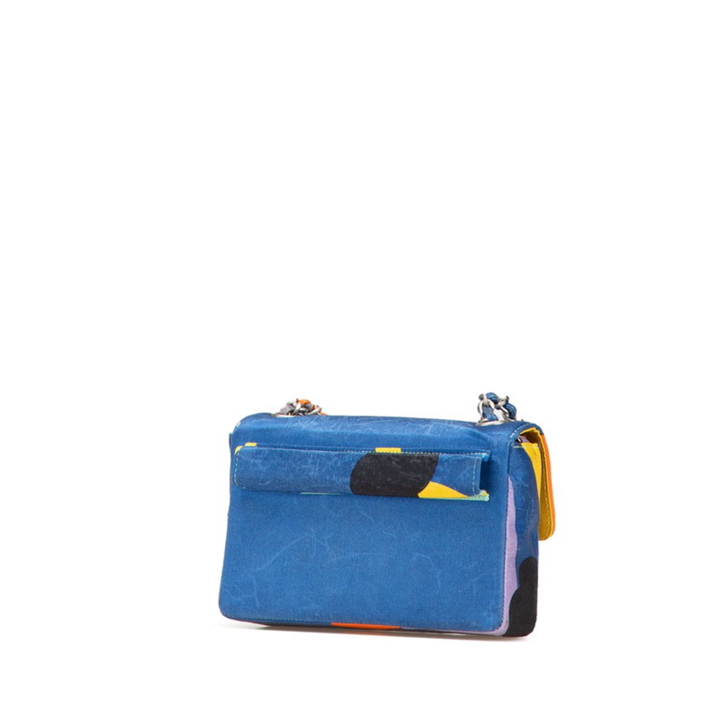 Chanel Coco Mark Print Mini Chain Shoulder Bag In Blue Multicolored Satin