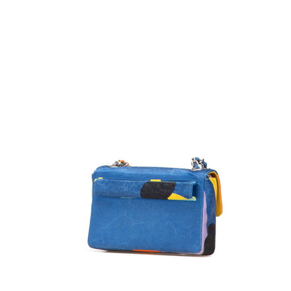 Chanel Coco Mark Print Mini Chain Shoulder Bag In Blue Multicolored Satin