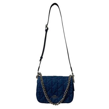 Coach Quilted Denim Chain Shoulder Bag Cak40 Blue