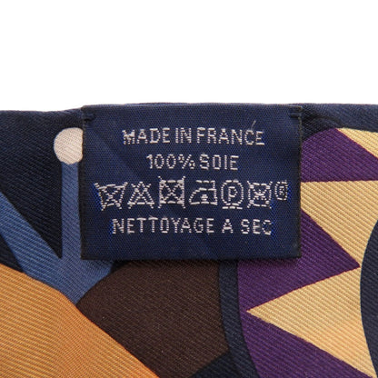 Herms Twilly "Parade En Fanfare" Silk Ardoise Blue Jean Beige Scarf Muffler 0154 Hermes
