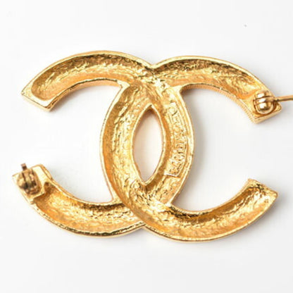 Chanel Brooch Pin Here Mark Rhinestone Gold