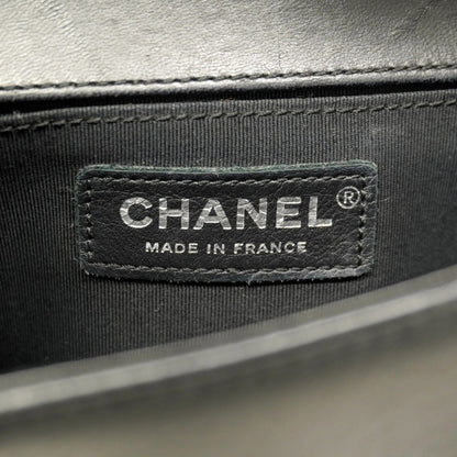 Chanel Shoulder Bag Boy Chain Leather Black