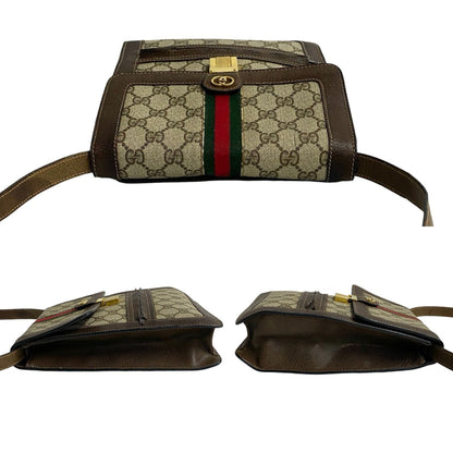 Gucci Old Gucci Sherry Line Gg Logo Hardware Leather Shoulder Bag Pochette Brown 47880