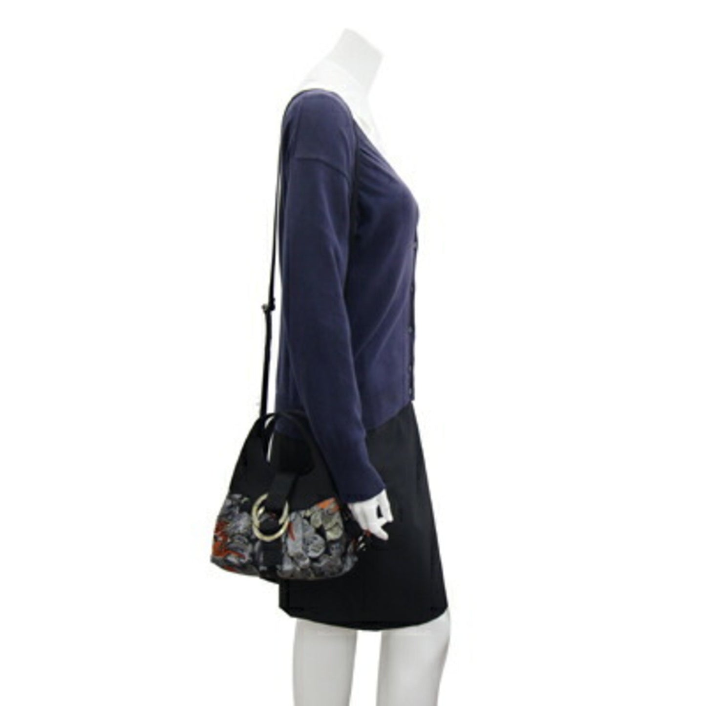 Bvlgari Handbag Chandra Black Multicolor Satin Beads Embroidery