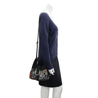 Bvlgari Handbag Chandra Black Multicolor Satin Beads Embroidery