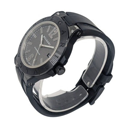 Bvlgari Diagono Magnesium Date Ceramic Gray Dial Rubber Black Automatic