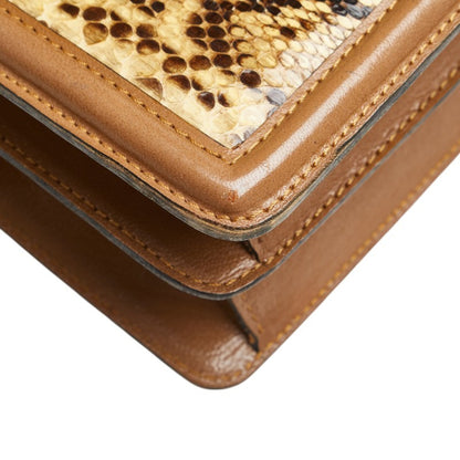 Saint Laurent Python-Embossed One-Shoulder Bag In Brown Leather