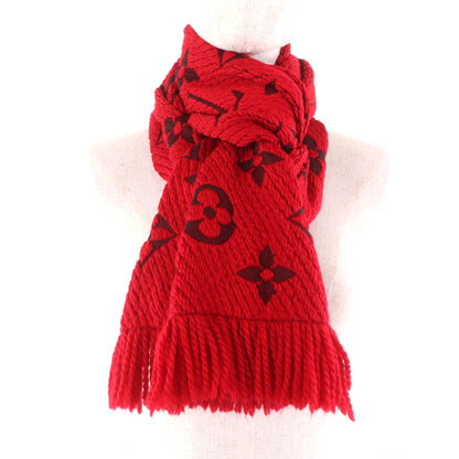 Louis Vuitton M72432 Echarpe Logomania Silk Blend Ruby Monogram Fringed Scarf